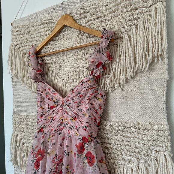 Ieena for Mac Duggal Pink Ruffled Floral Gown - Picture 2 of 11